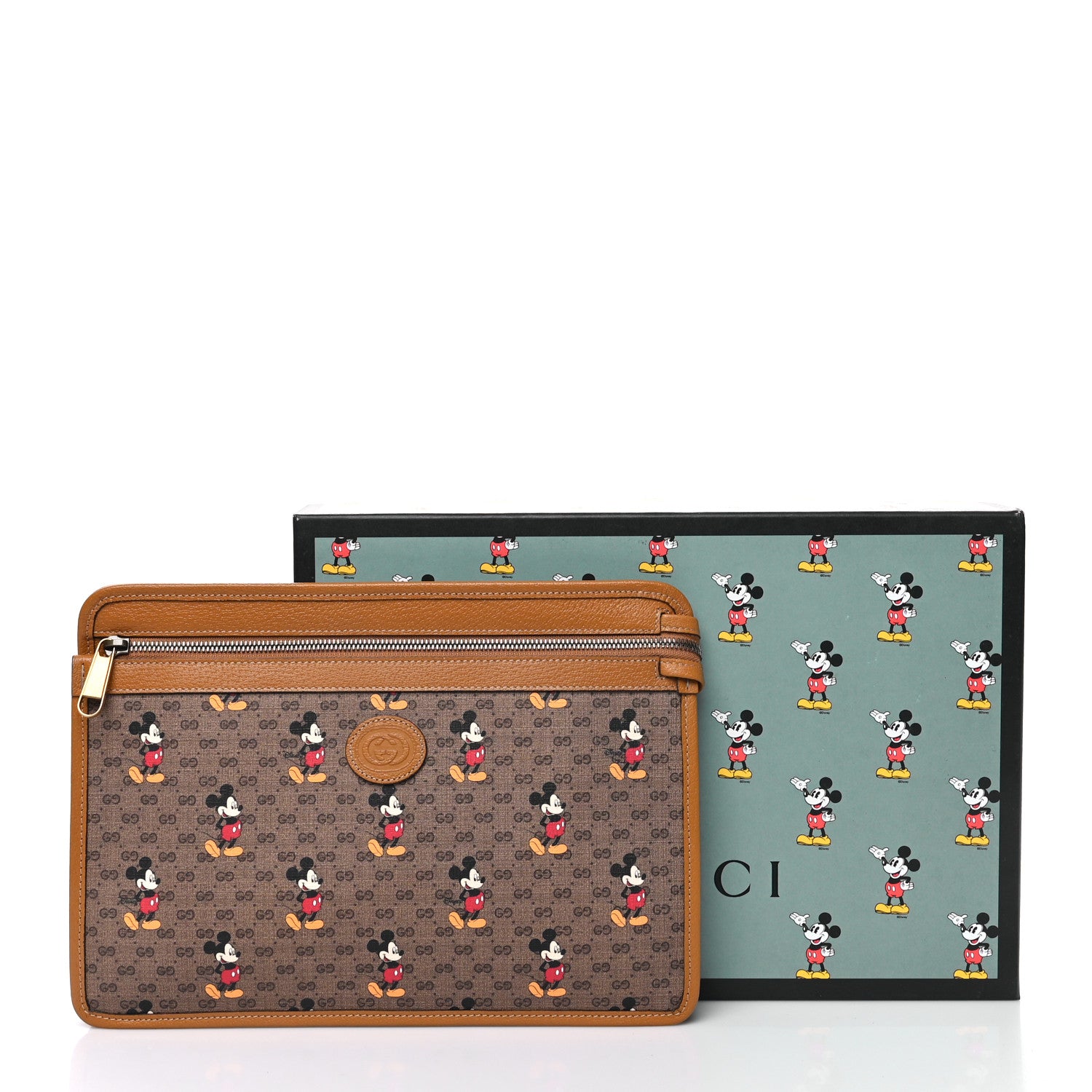 Gucci X DISNEY Mini Vintage GG Supreme Monogram Mickey Mouse Documents Holder Beige Vintage Sun Oil 9 of 9