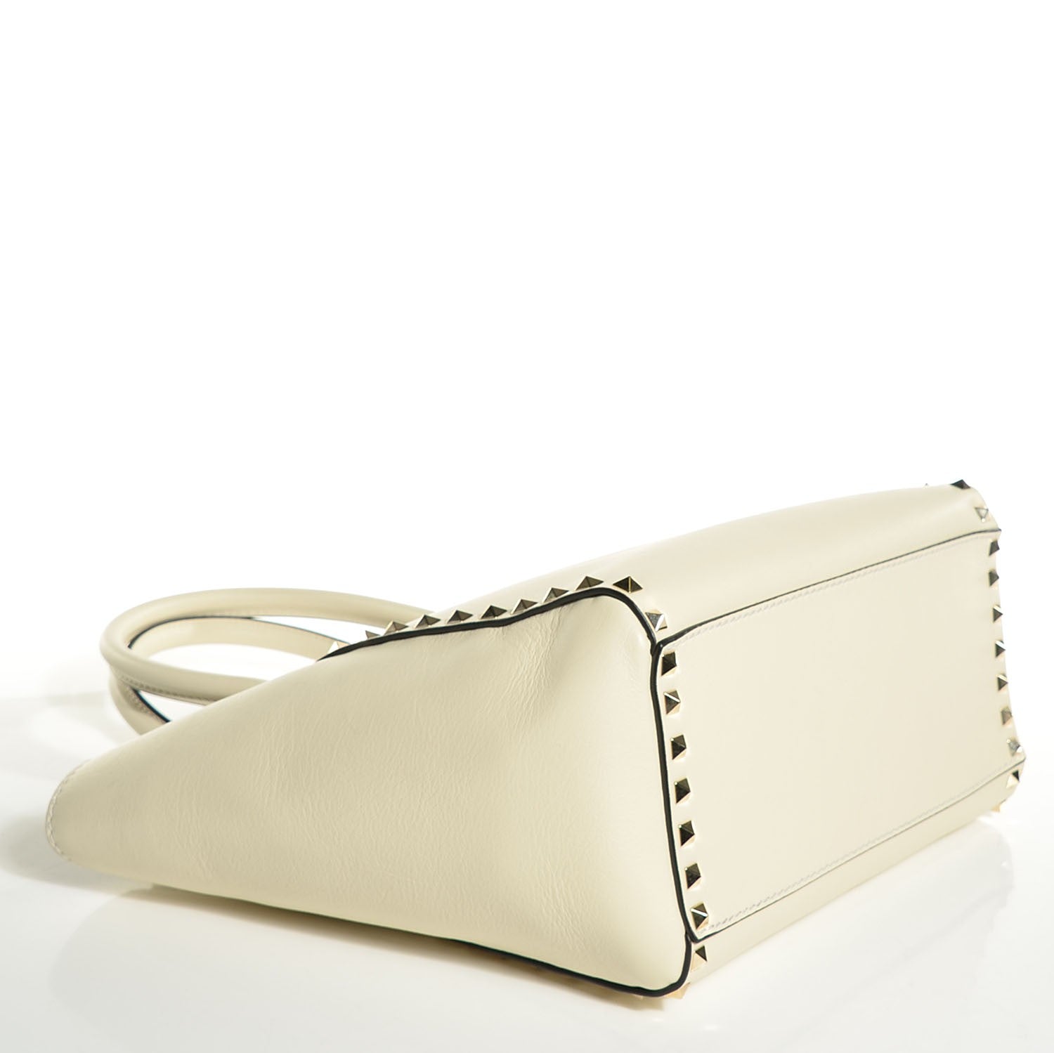 Valentino Garavani Vitello Rockstud Double Handle Tote Ivory 4 of 9