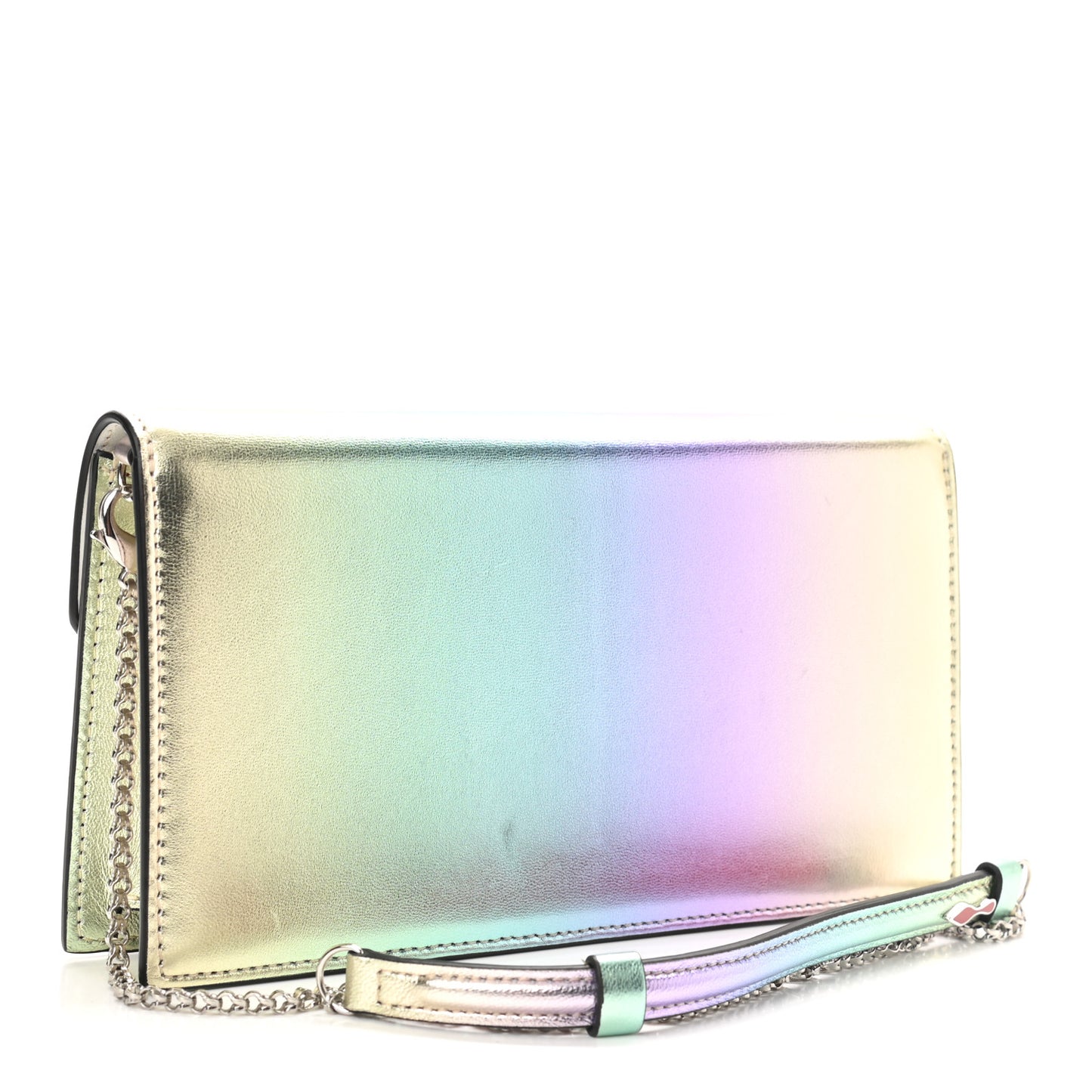 Iridescent Calfskin Loubi54 Crossbody Clutch Silver