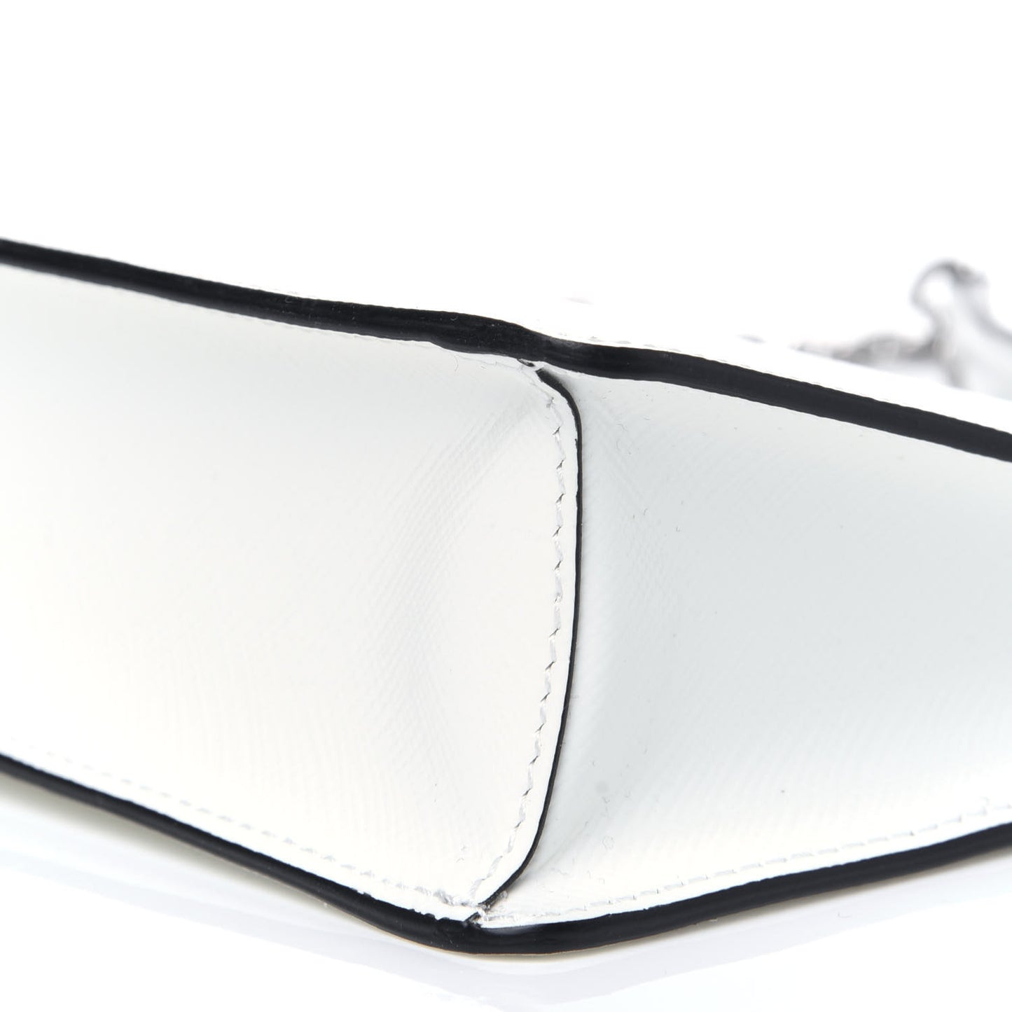 Saffiano Vernice Chain Crossbody Bag Bianco