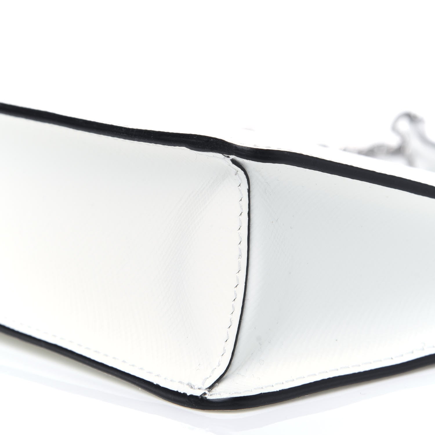Prada Saffiano Vernice Chain Crossbody Bag Bianco 10 of 12