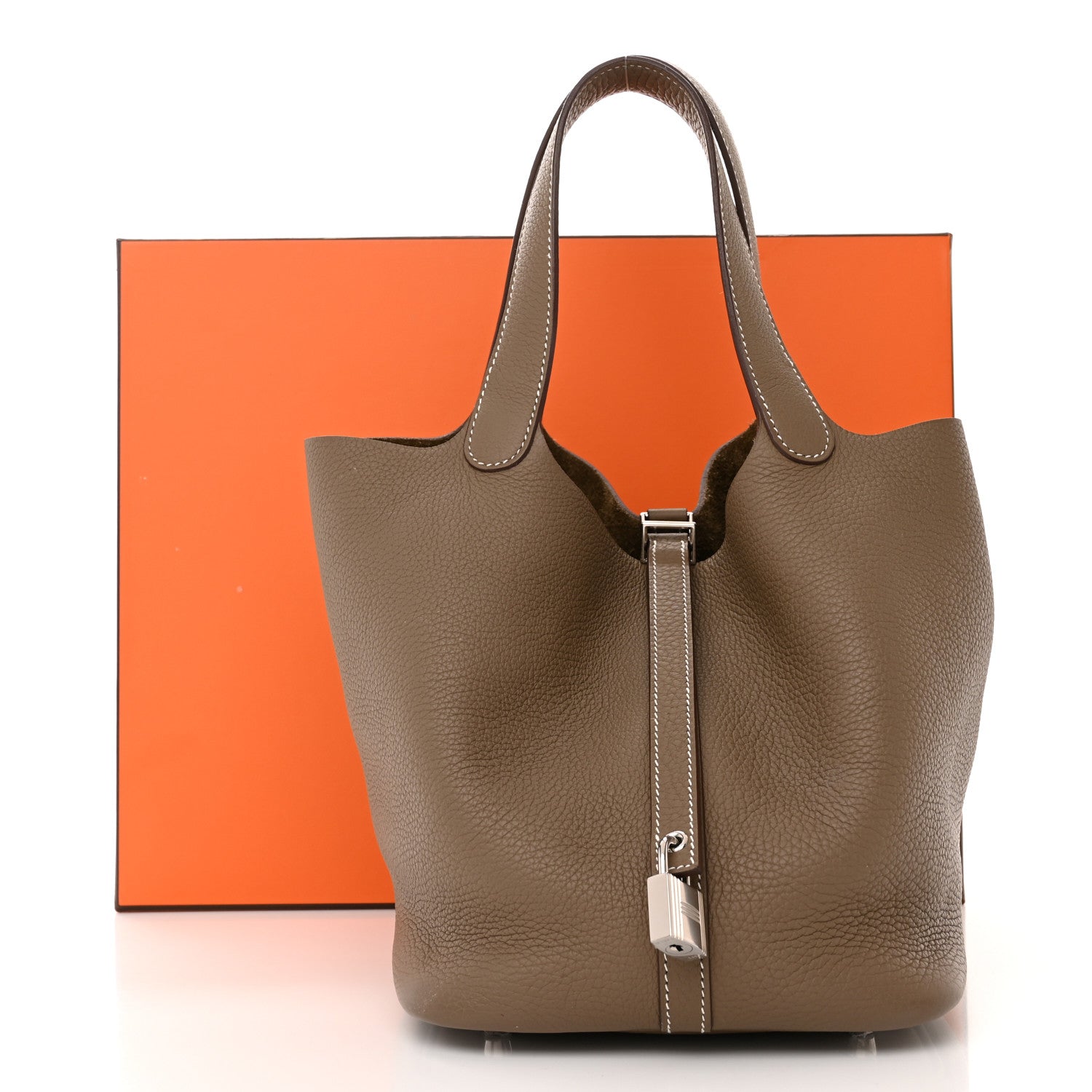 Hermes Taurillon Clemence Picotin Lock 22 MM Etoupe 11 of 11