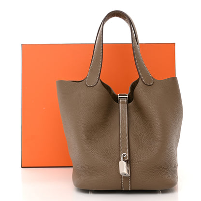 Hermes Taurillon Clemence Picotin Lock 22 MM Etoupe 11 of 11