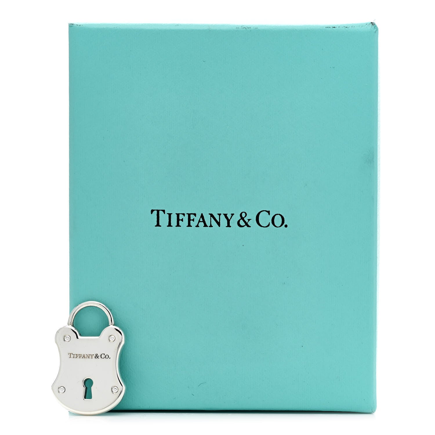 Tiffany Sterling Silver Diamond Emblem Lock Pendant 5 of 5