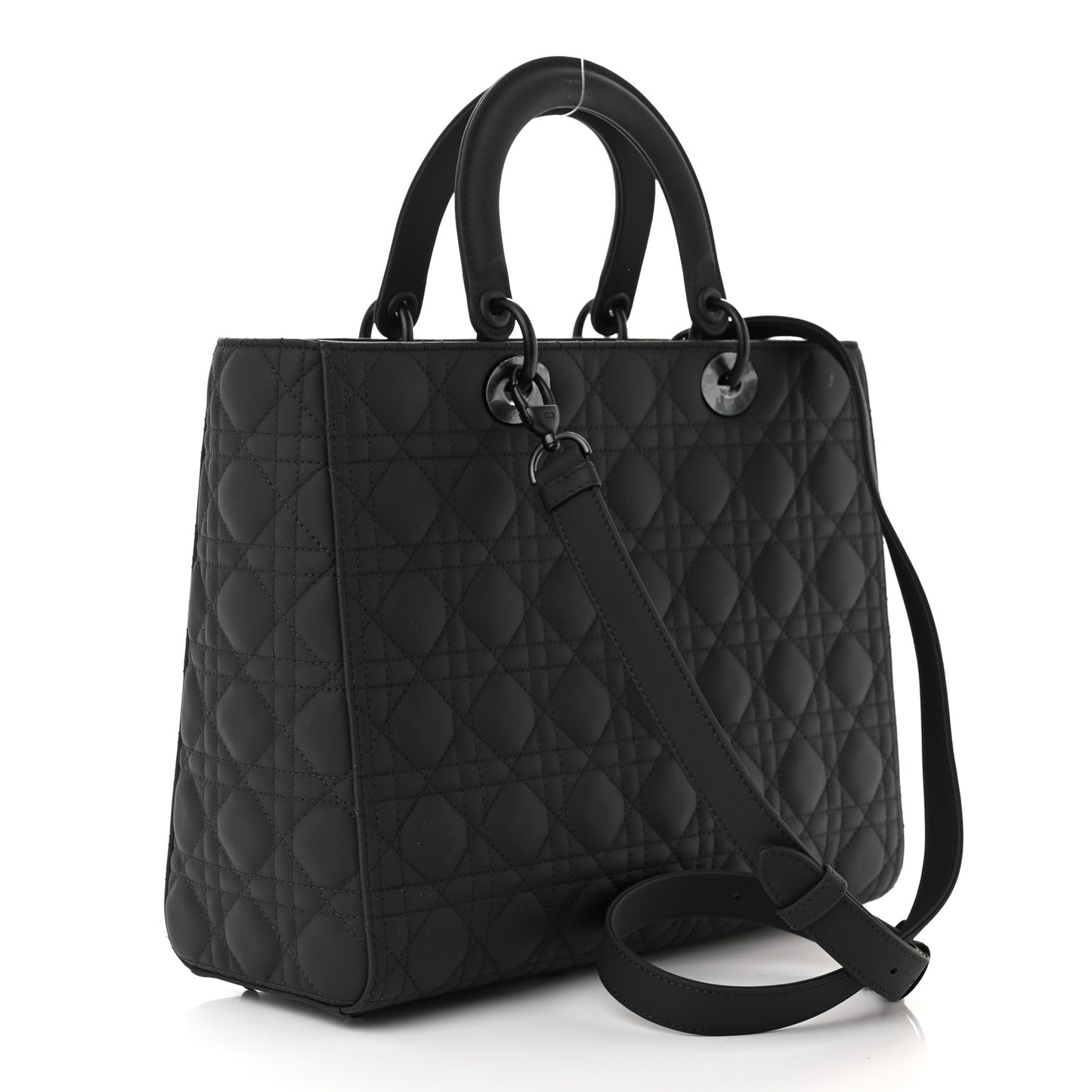Ultra Matte Calfskin Cannage Large Lady Dior Black