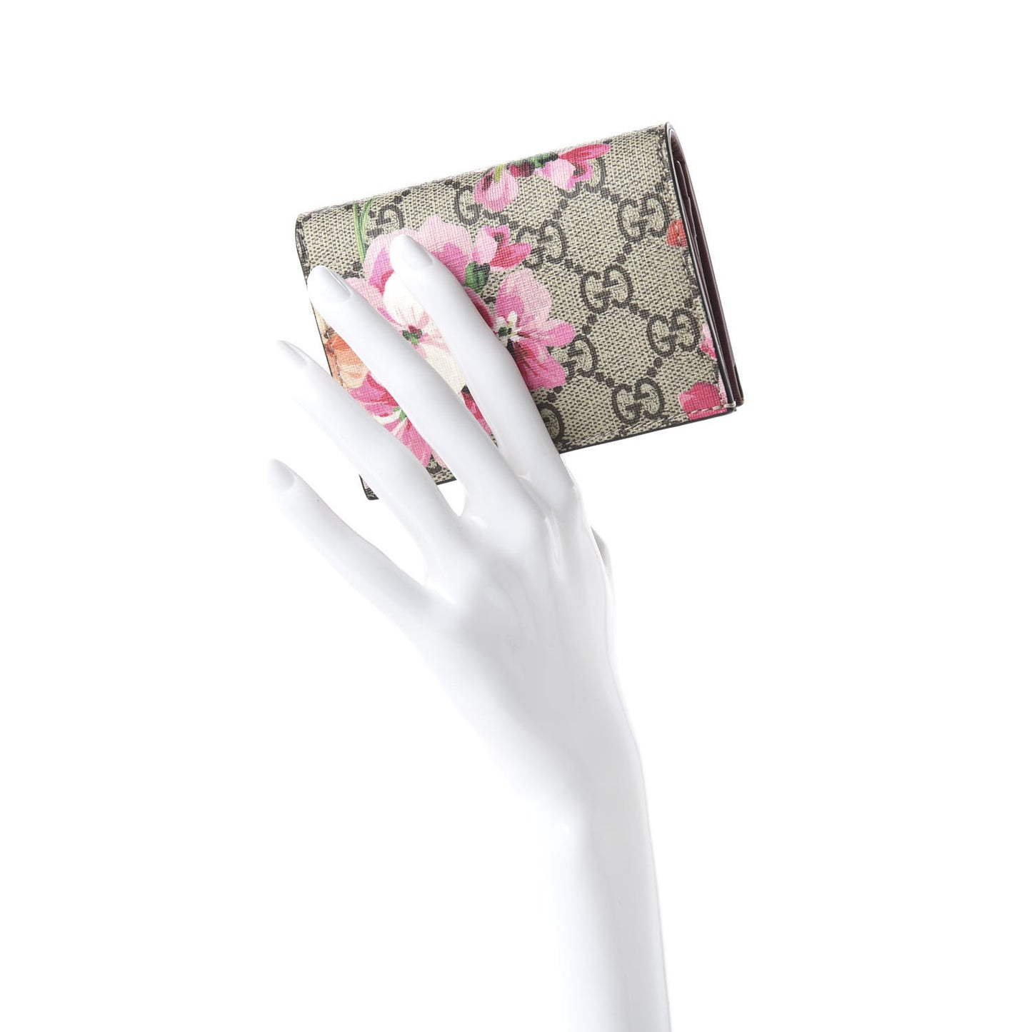 GG Supreme Monogram Blooms Card Case Beige Multicolor Dry Rose