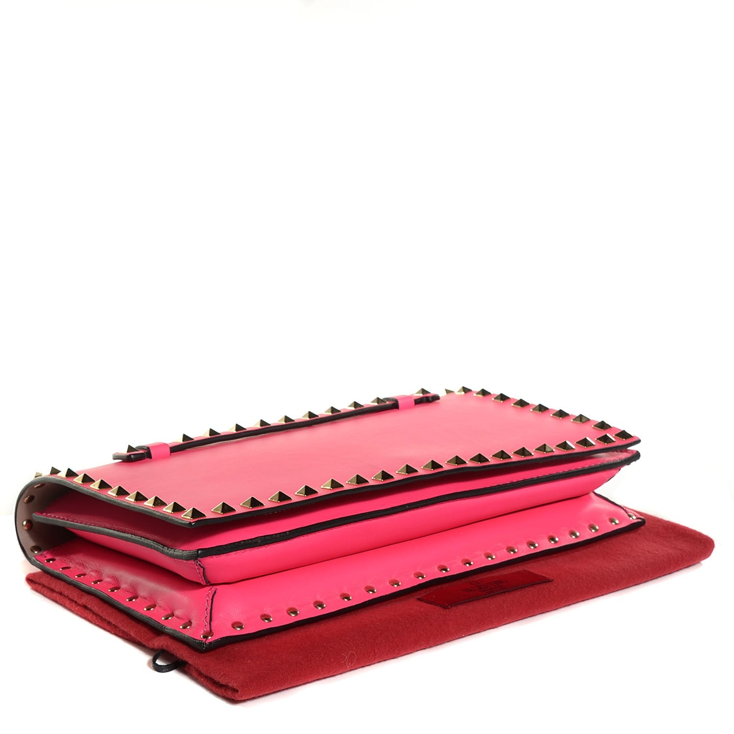 Valentino Garavani Nappa Rockstud Wristlet Clutch Fuxia Fluo 4 of 9