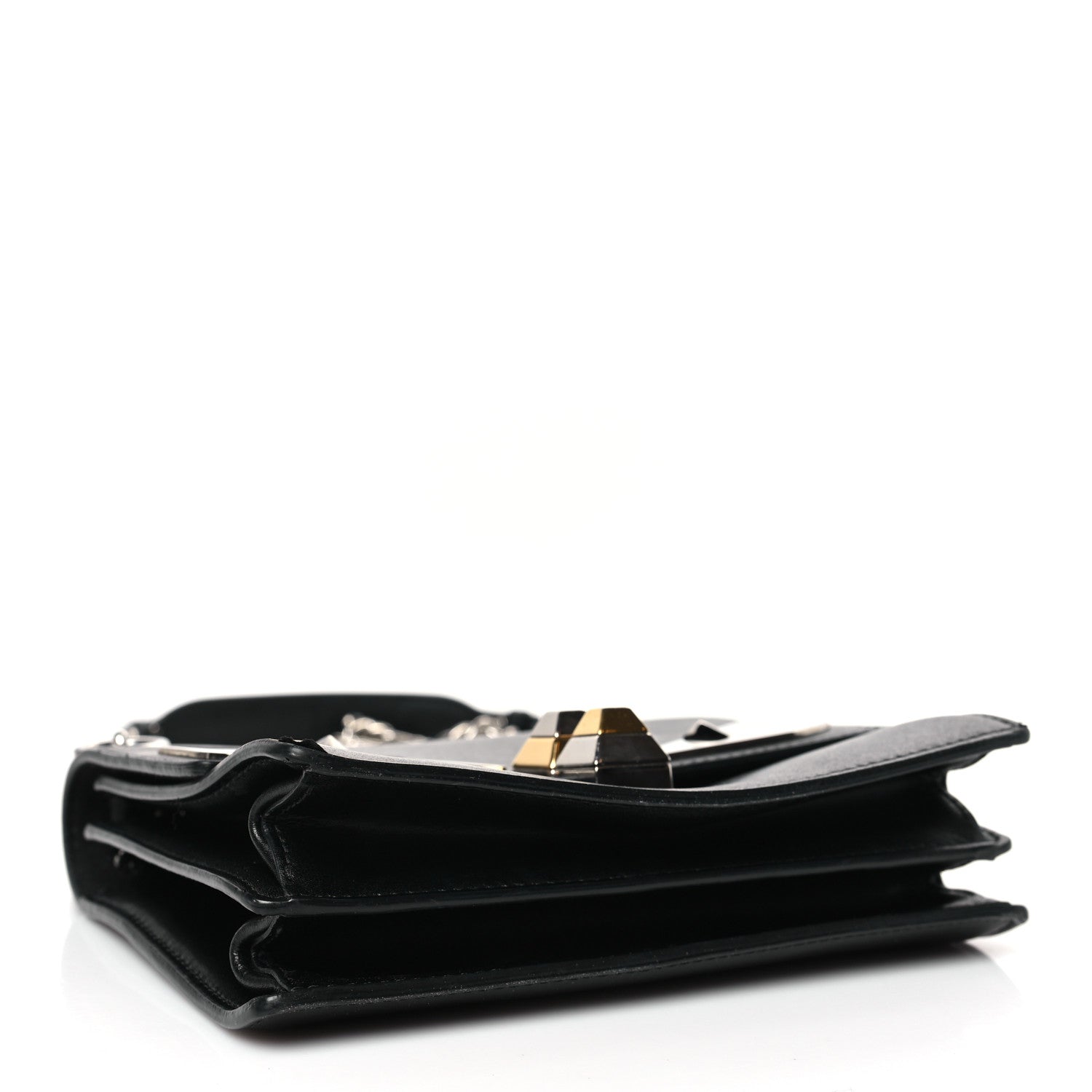 Fendi Vitello Liberty Lucido Metal Monster Eyes Studded Small Kan I Shoulder Bag Black 4 of 9