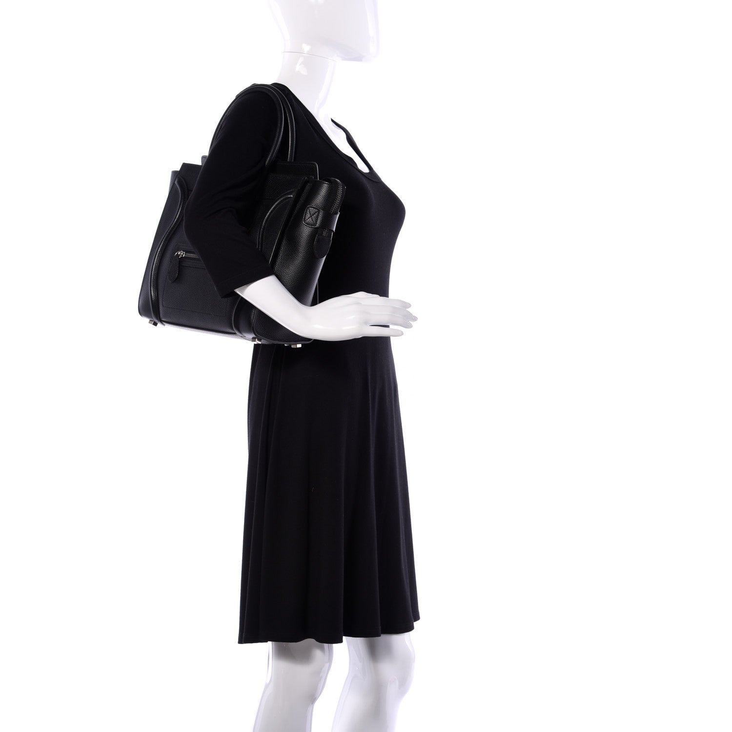 Celine Drummed Calfskin Micro Luggage Black 2 of 8