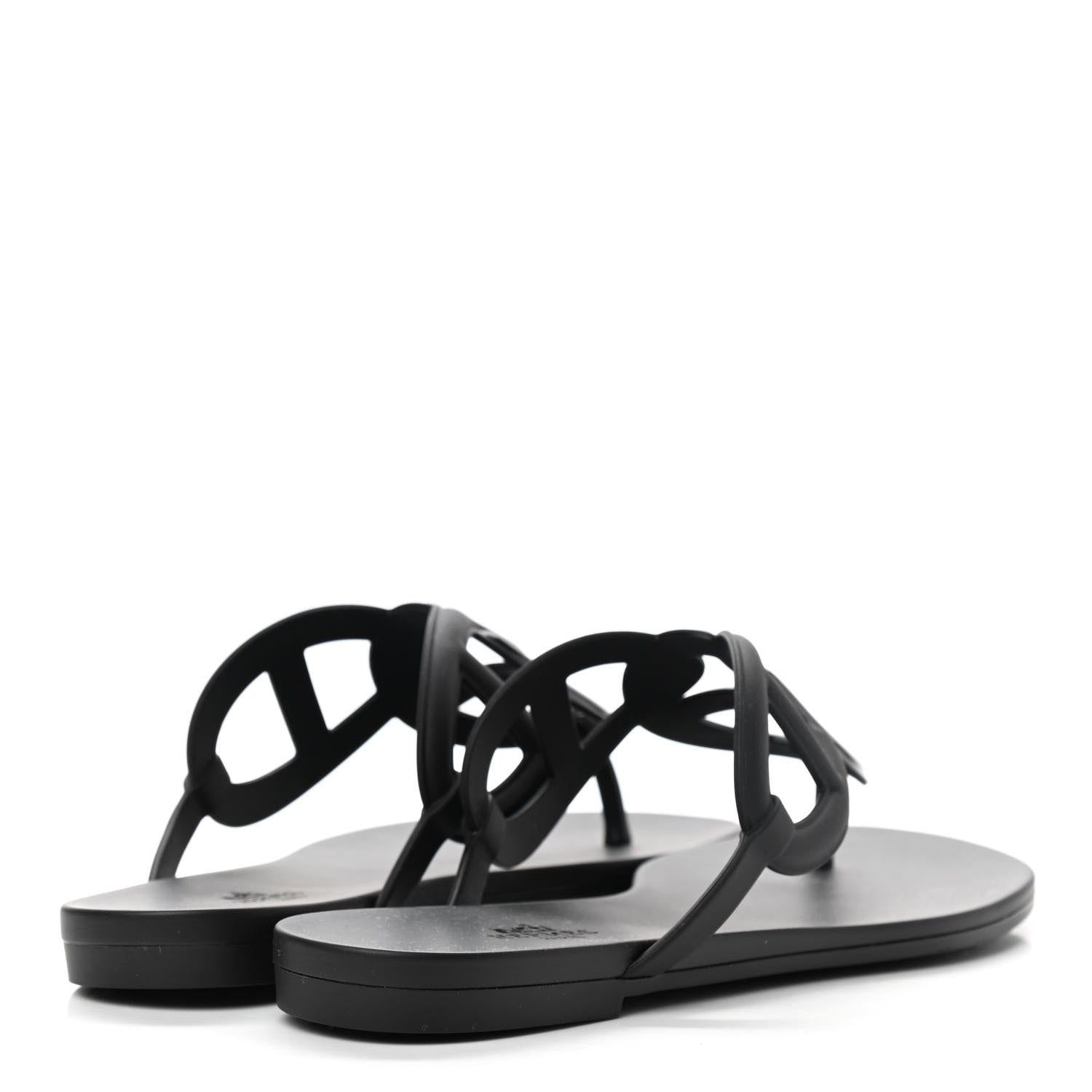 Hermes Rubber Womens Egerie Sandals 38 Black 4 of 8