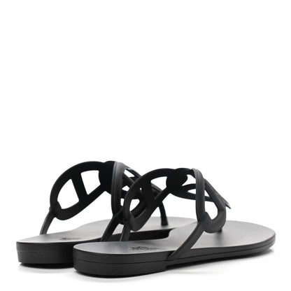Hermes Rubber Womens Egerie Sandals 38 Black 4 of 8