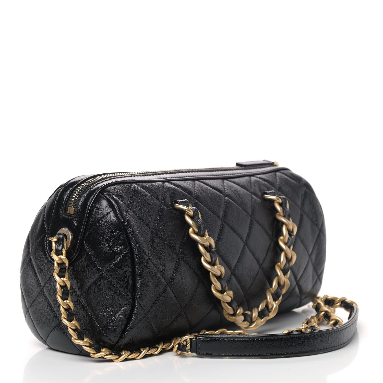 Chanel Shiny Lambskin Quilted Fashion Therapy Bowling Bag Black 2 of 5