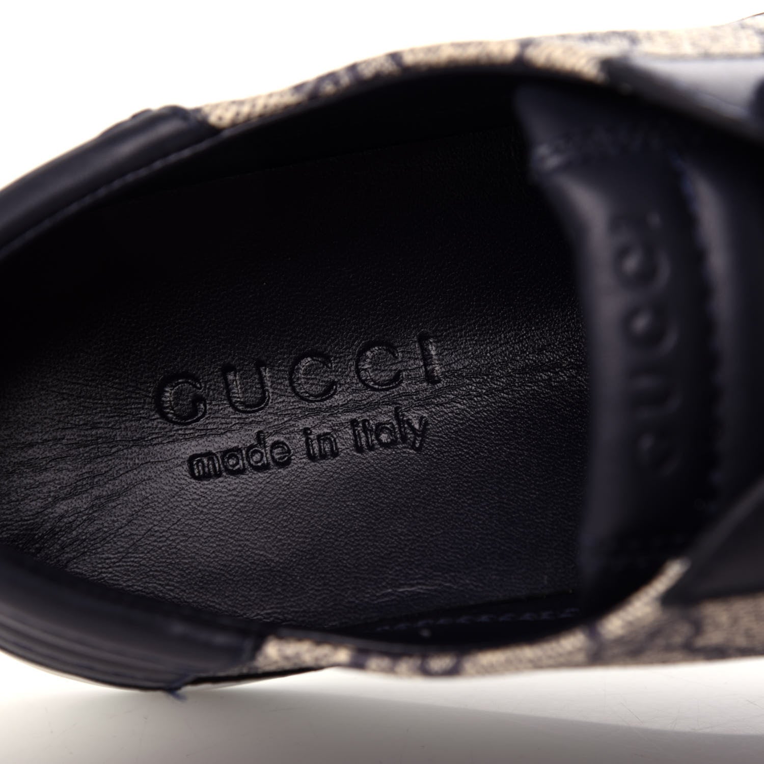 Gucci GG Supreme Monogram Calfskin Mens Low Top Sneakers 9 Blue Beige 8 of 11