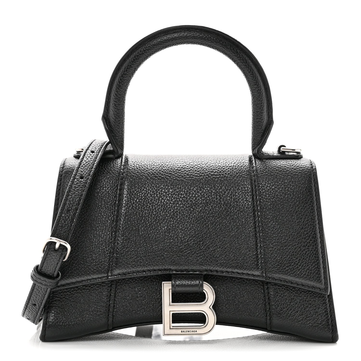 Balenciaga Grained Calfskin Hourglass Top Handle Bag XS Black 1 of 10