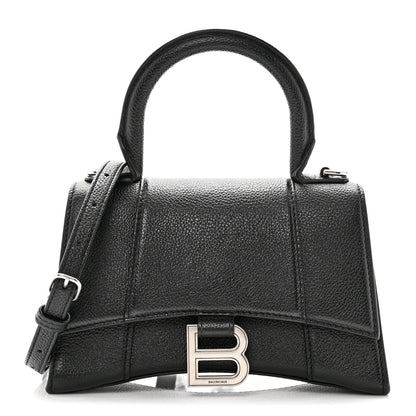 Balenciaga Grained Calfskin Hourglass Top Handle Bag XS Black 1 of 10