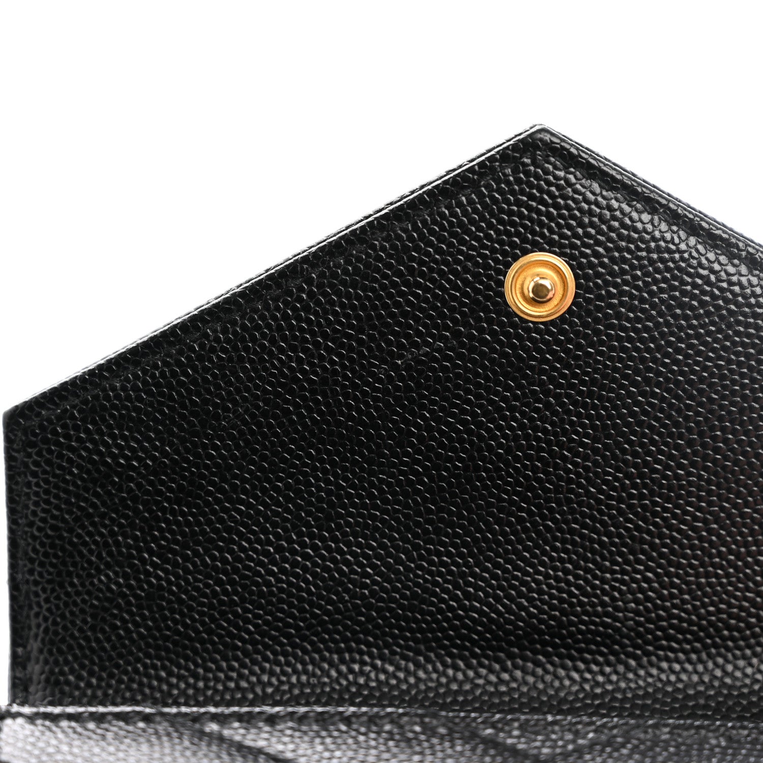 Saint Laurent Grain De Poudre Matelasse Chevron Small Monogram Envelope Wallet Black 9 of 10