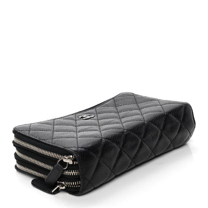 Chanel Caviar Quilted Triple Zip Wallet Black 3 of 5