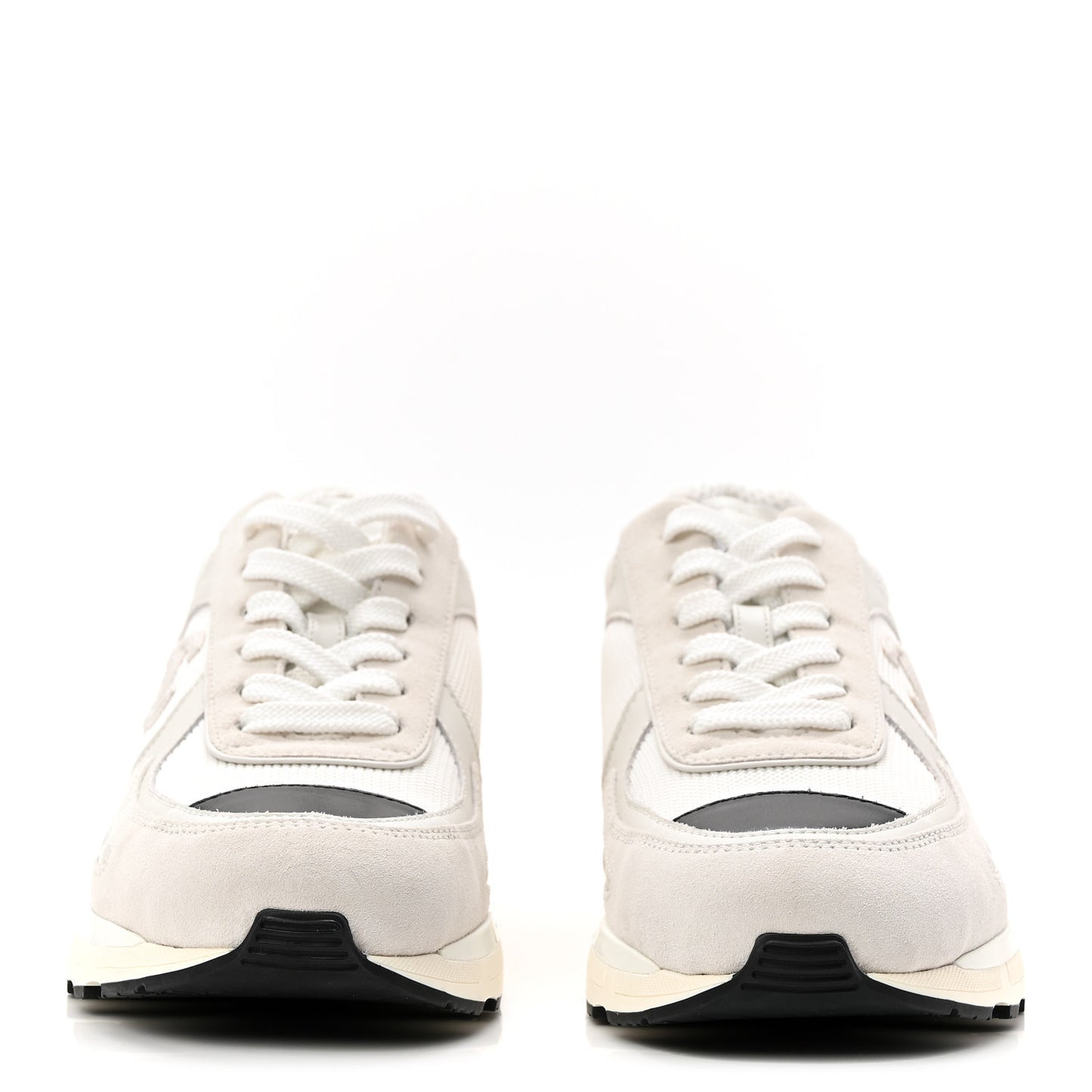 Mixed Fibers Suede Shiny Calfskin Womens CC Sneakers 38.5 White