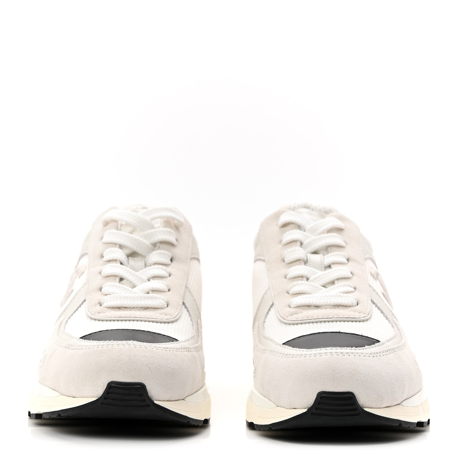 Chanel Mixed Fibers Suede Shiny Calfskin Womens CC Sneakers 38.5 White 3 of 10