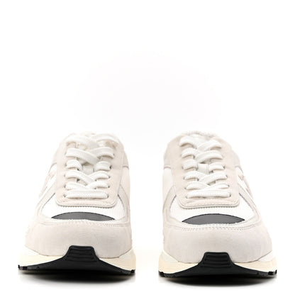 Chanel Mixed Fibers Suede Shiny Calfskin Womens CC Sneakers 38.5 White 3 of 10