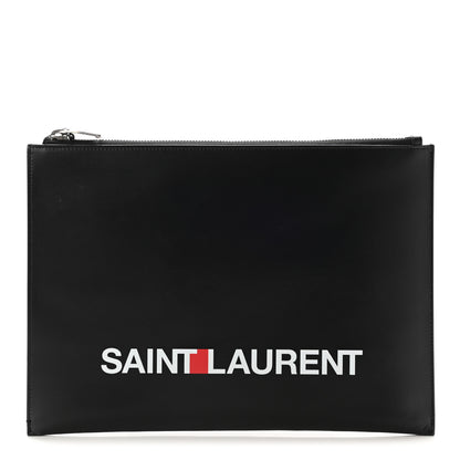 Saint Laurent Calfskin Logo Zipped Tablet Pouch Black 1 of 10