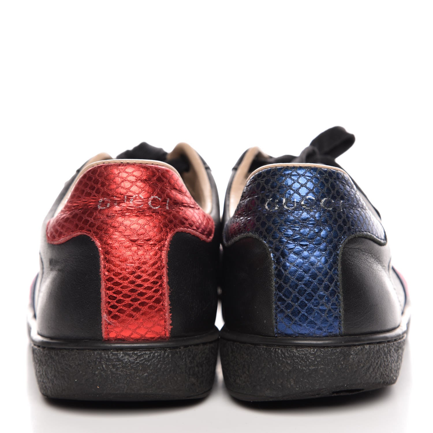 Gucci Calfskin Ayers Web Bee Embroidered Ace Sneakers 38 Black 12 of 19