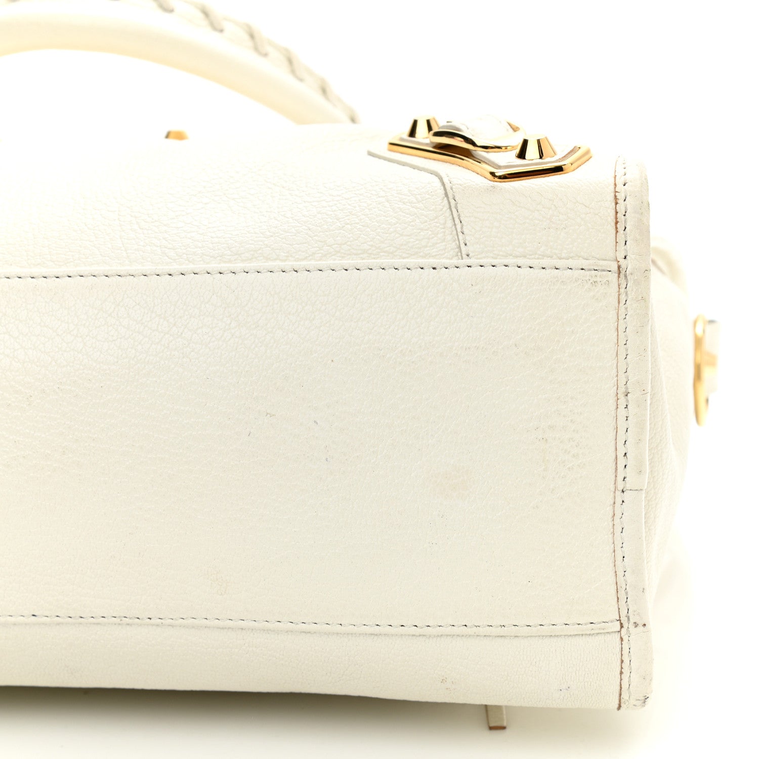 Balenciaga Chevre Gold Metallic Edge Hardware City White 10 of 11