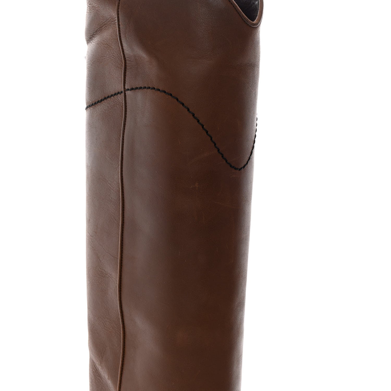Chanel Calfskin Ascot Knee High CC Boots 36.5 Light Brown 13 of 15