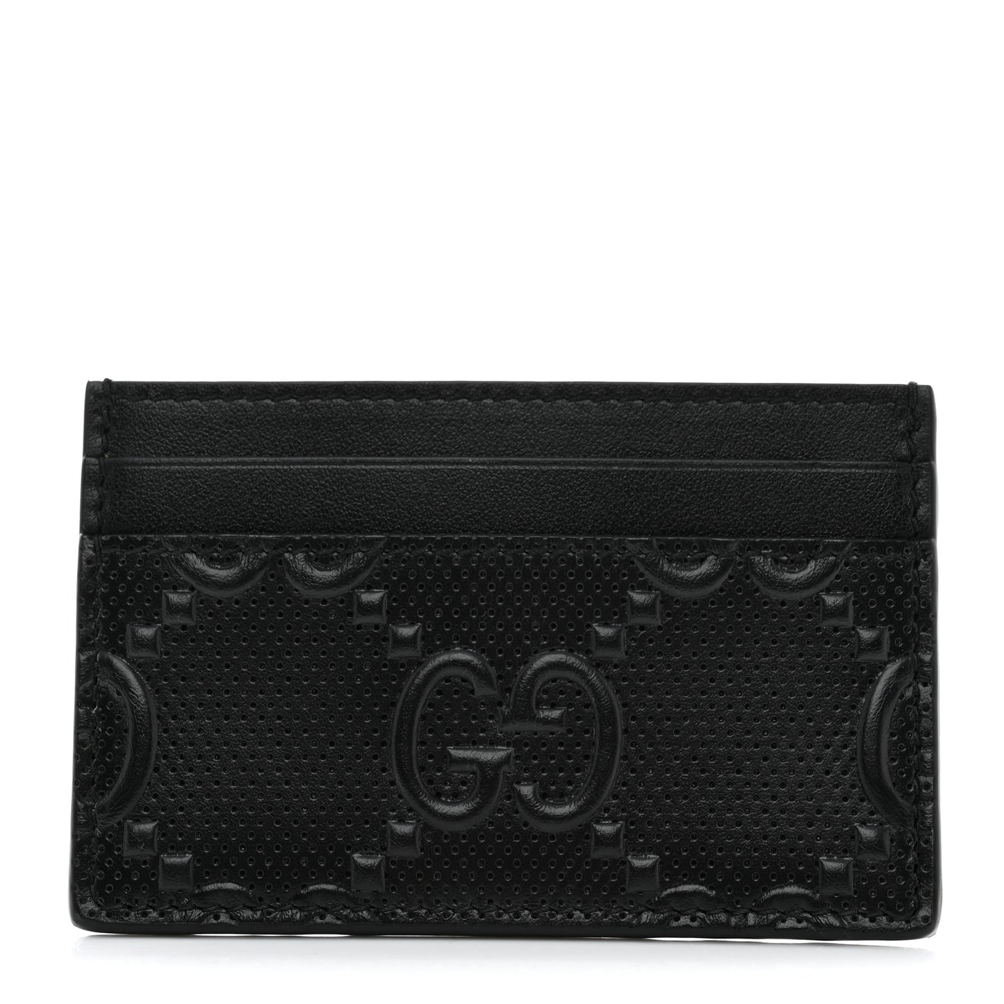 Calfskin GG Tennis Embossed Card Holder Black