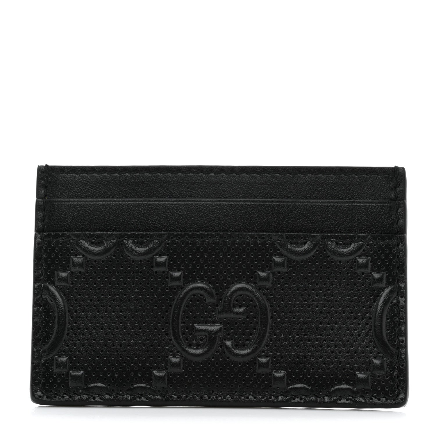 Gucci Calfskin GG Tennis Embossed Card Holder Black 1 of 7