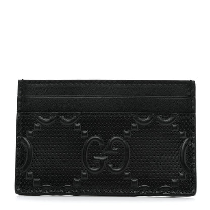 Gucci Calfskin GG Tennis Embossed Card Holder Black 1 of 7