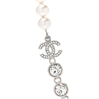 Chanel Pearl Crystal CC Choker Necklace Silver 4 of 6