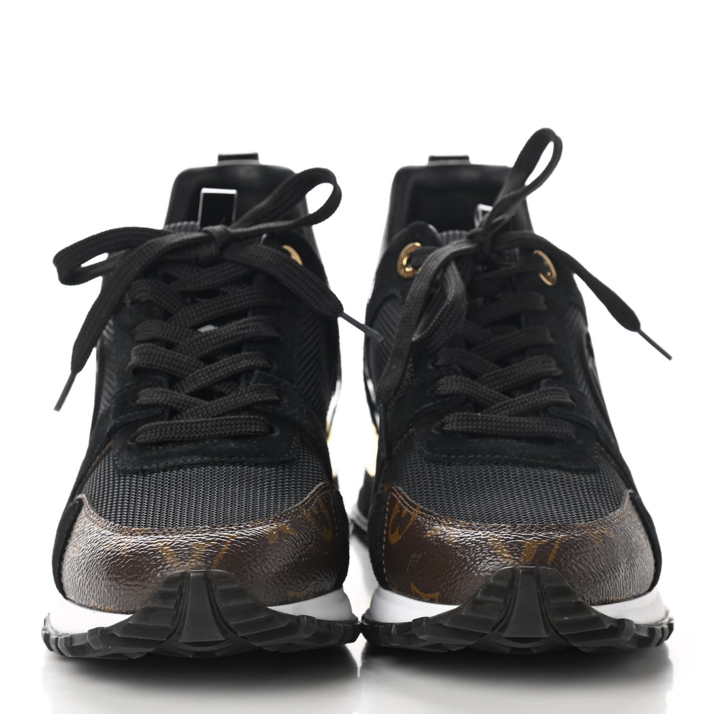 Suede Monogram Run Away Sneakers 37.5 Black