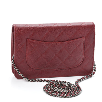 Chanel Caviar Quilted Wallet on Chain WOC Red 2 of 11