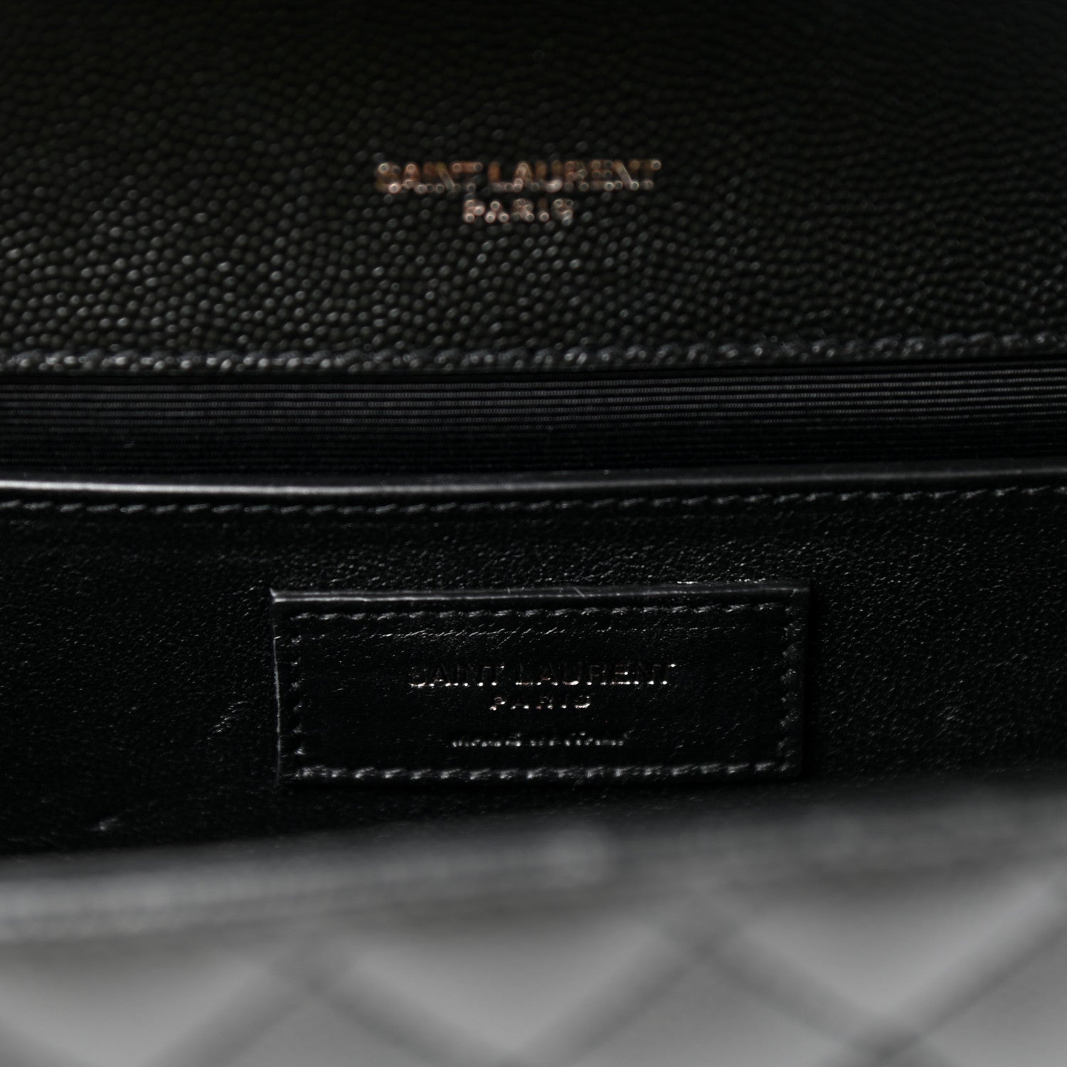 Saint Laurent Grain De Poudre Textured Mixed Matelasse Triquilt Medium Monogram Satchel Black 6 of 9