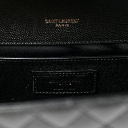 Saint Laurent Grain De Poudre Textured Mixed Matelasse Triquilt Medium Monogram Satchel Black 6 of 9