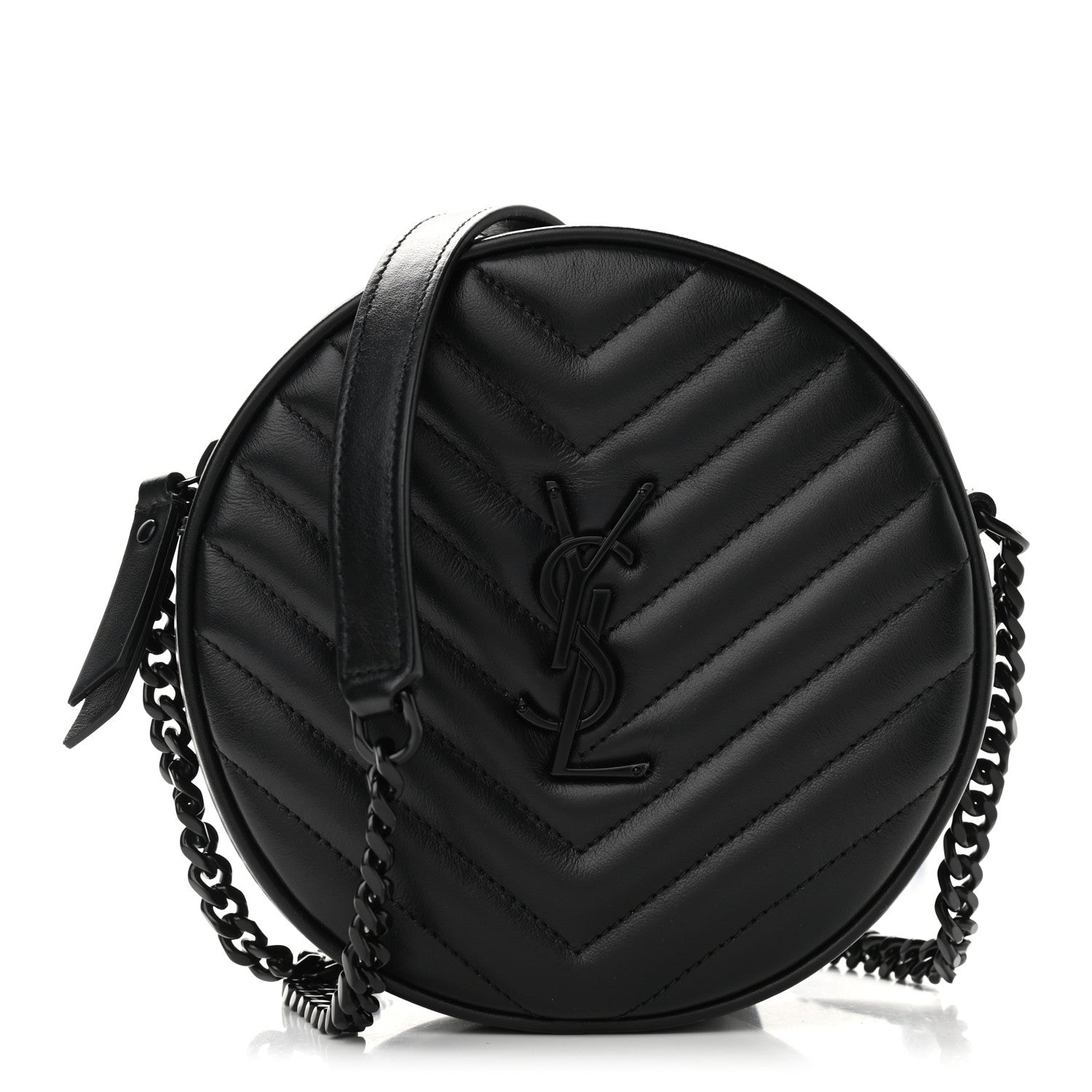 Saint Laurent Calfskin Matelasse Chevron Round Vinyle Camera Bag Black 1 of 9