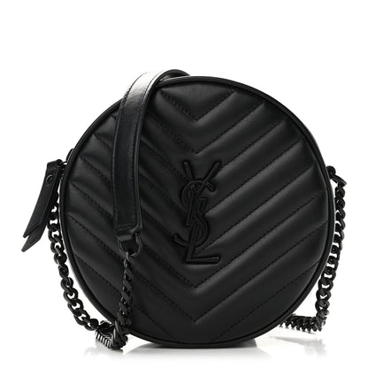 Saint Laurent Calfskin Matelasse Chevron Round Vinyle Camera Bag Black 1 of 9