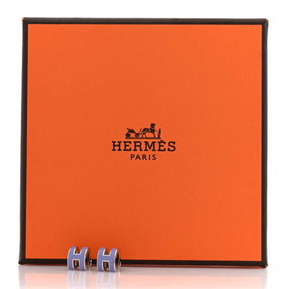 Hermes Palladium Lacquered Mini Pop H Earrings Lilac 5 of 5