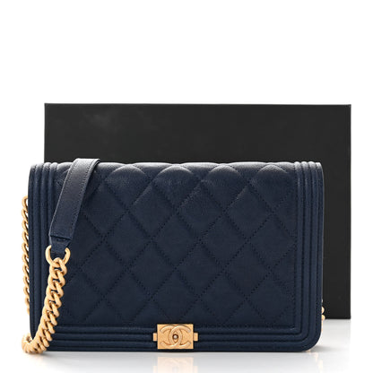 Chanel Caviar Quilted Boy Wallet On Chain WOC Navy 13 of 13