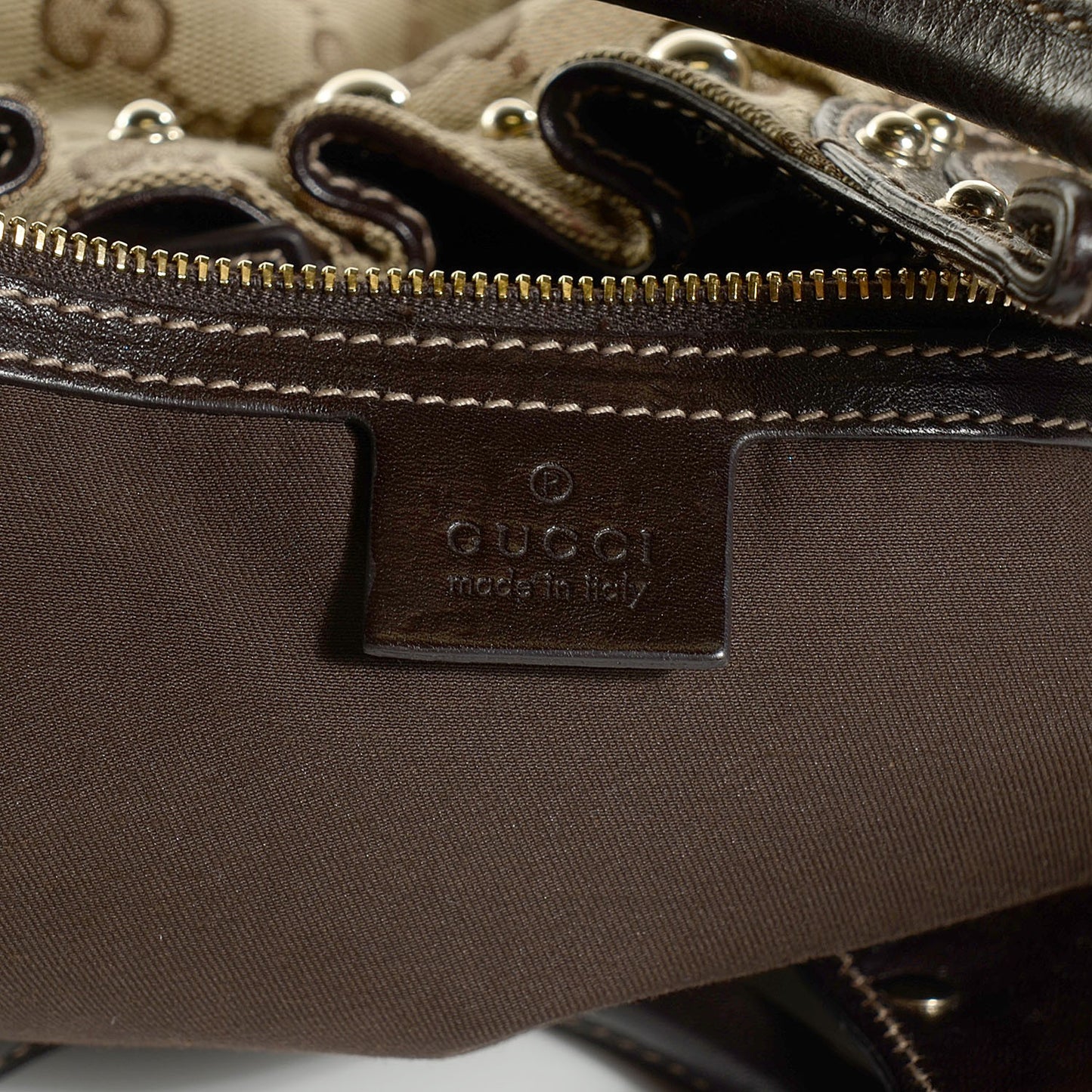 Monogram Studded Pelham Tote Dark Brown