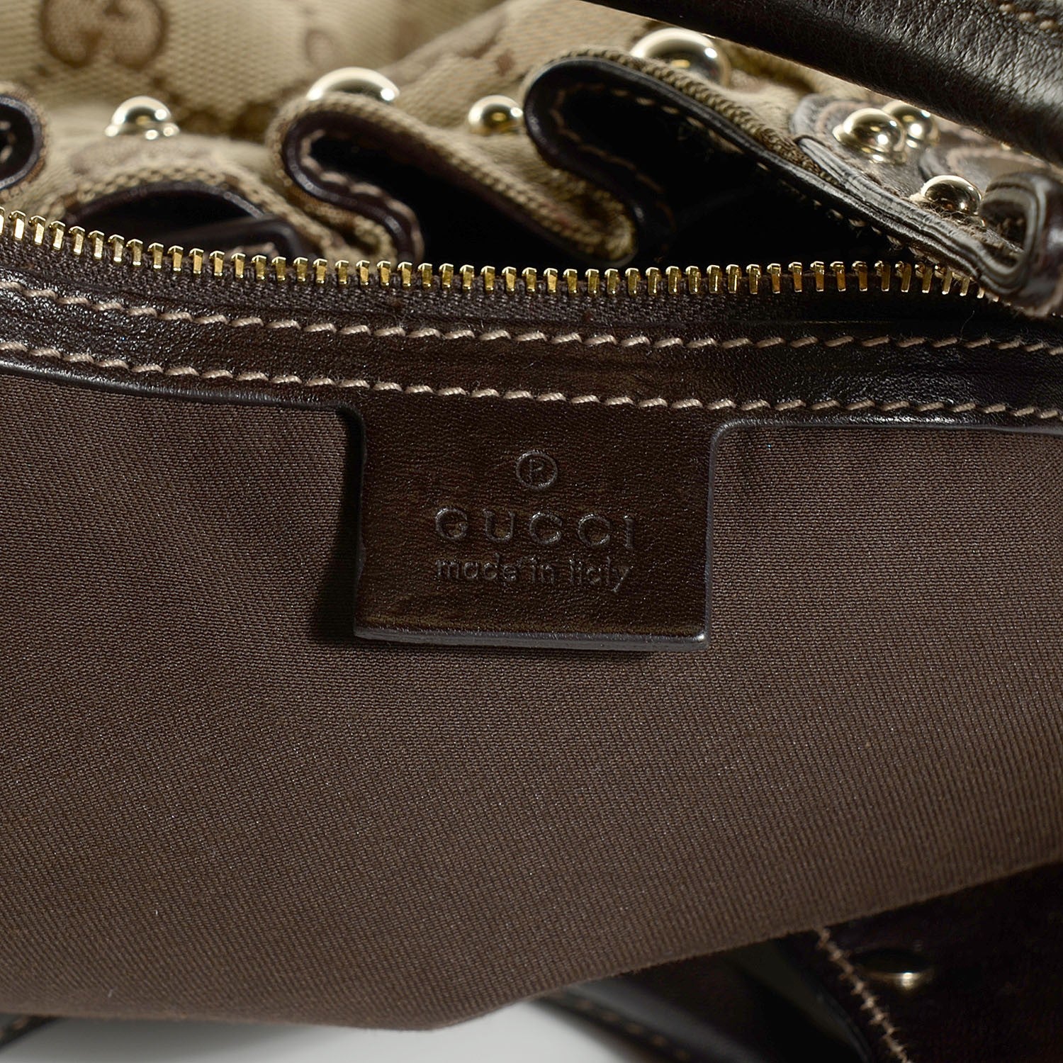 Gucci Monogram Studded Pelham Tote Dark Brown 7 of 9