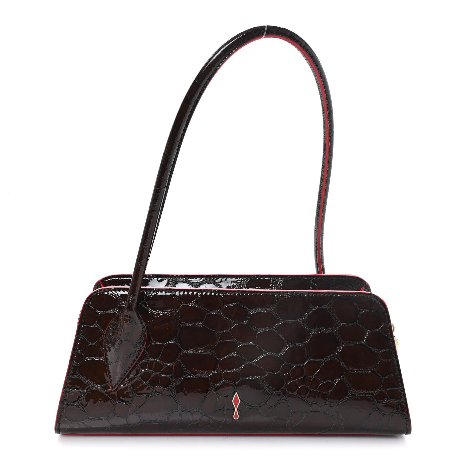 Christian Louboutin Calfskin Crocodile Embossed Pony Hair Leopard Print Eloise Top Handle Bag Brown 1 of 9