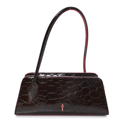 Christian Louboutin Calfskin Crocodile Embossed Pony Hair Leopard Print Eloise Top Handle Bag Brown 1 of 9
