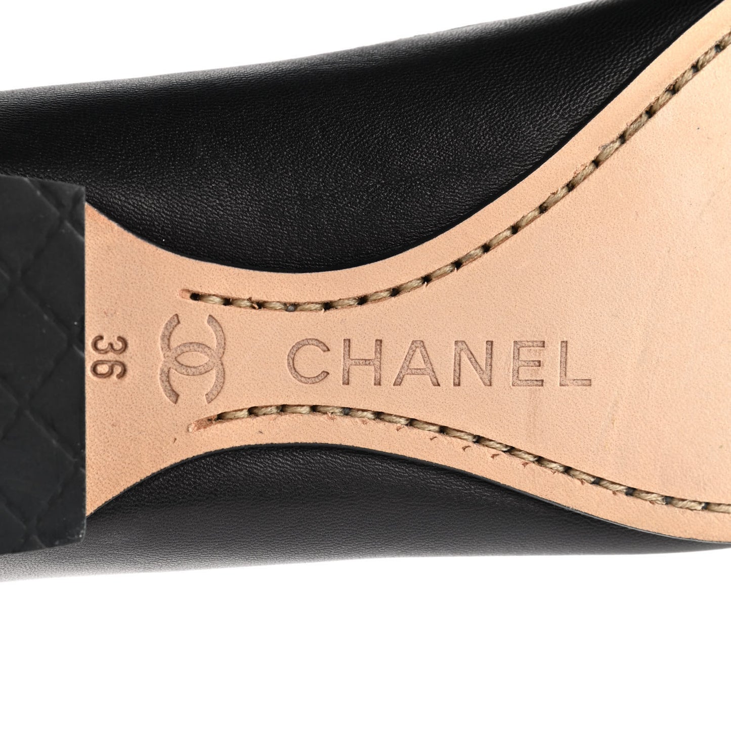 Lambskin Patent Cap Toe CC Moccasin Flats 36 Black