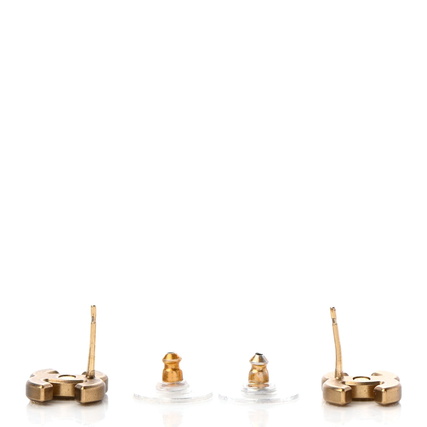 Chanel Matte Metal Crystal CC Earrings Gold 3 of 4