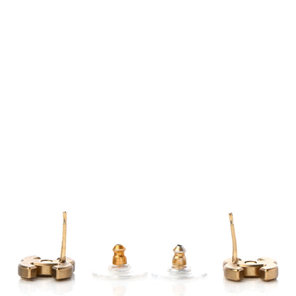 Chanel Matte Metal Crystal CC Earrings Gold 3 of 4