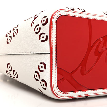 Christian Louboutin Calfskin Perforated Small Loubinthesky Cabarock Spikes Tote Snow 8 of 10