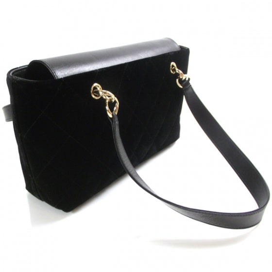 Chanel Velvet Quilted Shoulder Bag Black 3 of 10