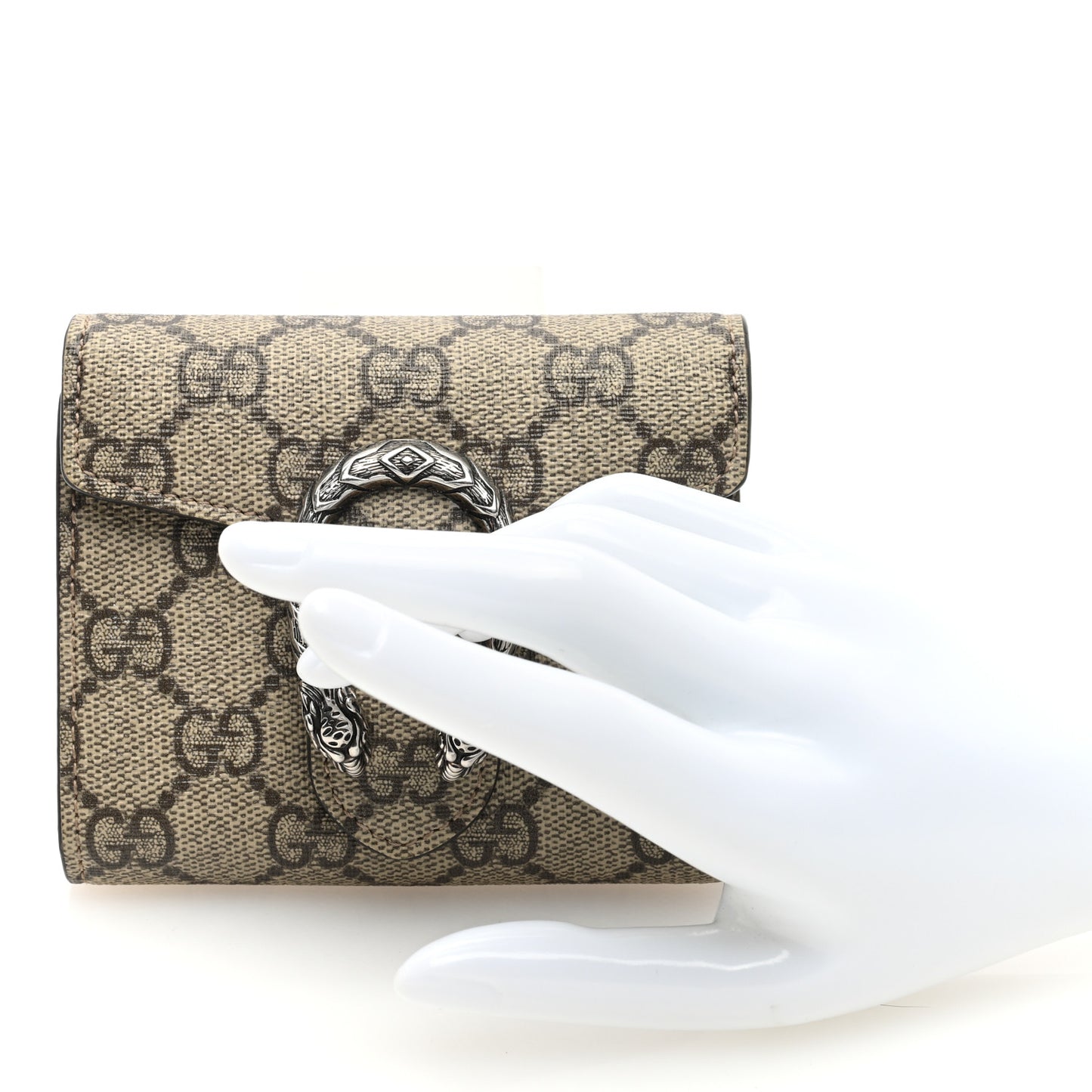 GG Supreme Monogram Dionysus Card Case Wallet Beige Taupe